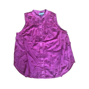 Pilcro And The Letter Press Pink Adira Sequin‎ Textured Buttondown Top Nwt